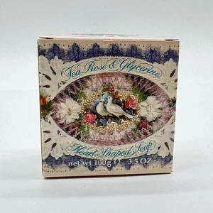 Vtg 1976 Crabtree & Evelyn TEA ROSE & GLYCERIN Heart Shaped SOAP Bar 3.5 oz NOS - Picture 1 of 5