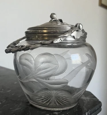 Magnifique Boîte A Biscuits En Cristal Gravé À La Roue De Baccarat Art nouveau - Photo 1/4