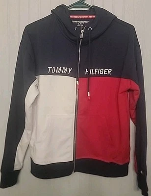  Женская мягкая и удобная толстовка с капюшоном на молнии Tommy Hilfiger цветные блоки размер S - Изображение 1 из 4