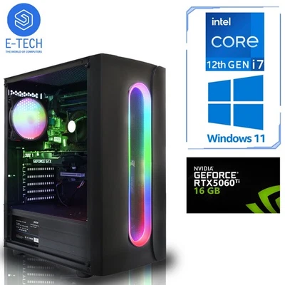Core i7 12700F Gaming PC - 64GB DDR4 2TB M.2 16GB NVIDIA RTX 5060 Ti Win 11 RGB - Image 1 of 4