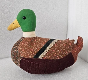 Vintage Stuffed Mallard Duck Fabric Pillow Handmade Cabin Lake Hunting Decor - Picture 1 of 10