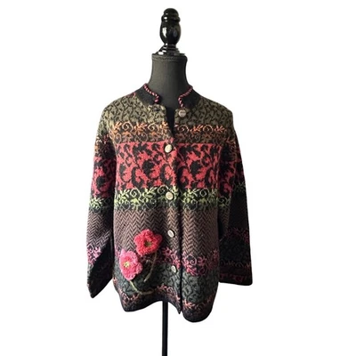 Свитер-кардиган Susan Bristol из шерстяной смеси с цветочной вышивкой вязаный - Изображение 1 из 4