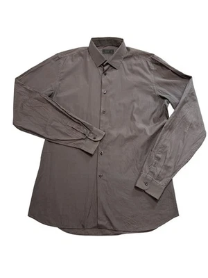 PRADA Long Sleeve Button Up Cotton Shirt in Gray - Image 1 of 4