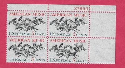 US  SCOTT # 1252 5¢  ASCAP AMERICAN MUSIC PLATE BLOCK Of 4 -1964  27853UR  MNH - Image 1 of 2