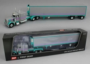 DCP 1:64 *GRAY & TEAL* Peterbilt 359 63" Flattop w/53' Reefer Trailer MIAMI VICE - Picture 1 of 4