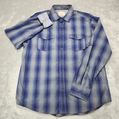 Camisa De Colección Italia c 1958 Para Hombre Grande Gris Cuadros Puño Abatible Informal Fiesta Botón Foto 1 de 4