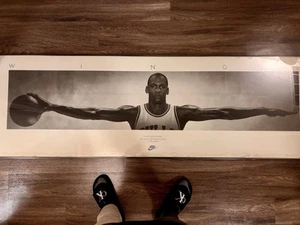 Original 1993 Michael Jordan Wings Poster – Nike – 23x72 – Framed Vintage NBA Ra - Picture 1 of 10