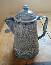 Vintage Gray Swirl Enamelware Graniteware Cowboy 8