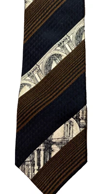 Structure Men's Tie Classic Cut 59" L Brown/Black Building Pillars 100% Silk USA - Image 1 of 4