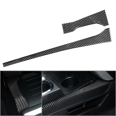 Panel lateral de cambio de marchas de fibra de carbono negro moldura a rayas para Toyota Tundra 2014-2021 Foto 1 de 4