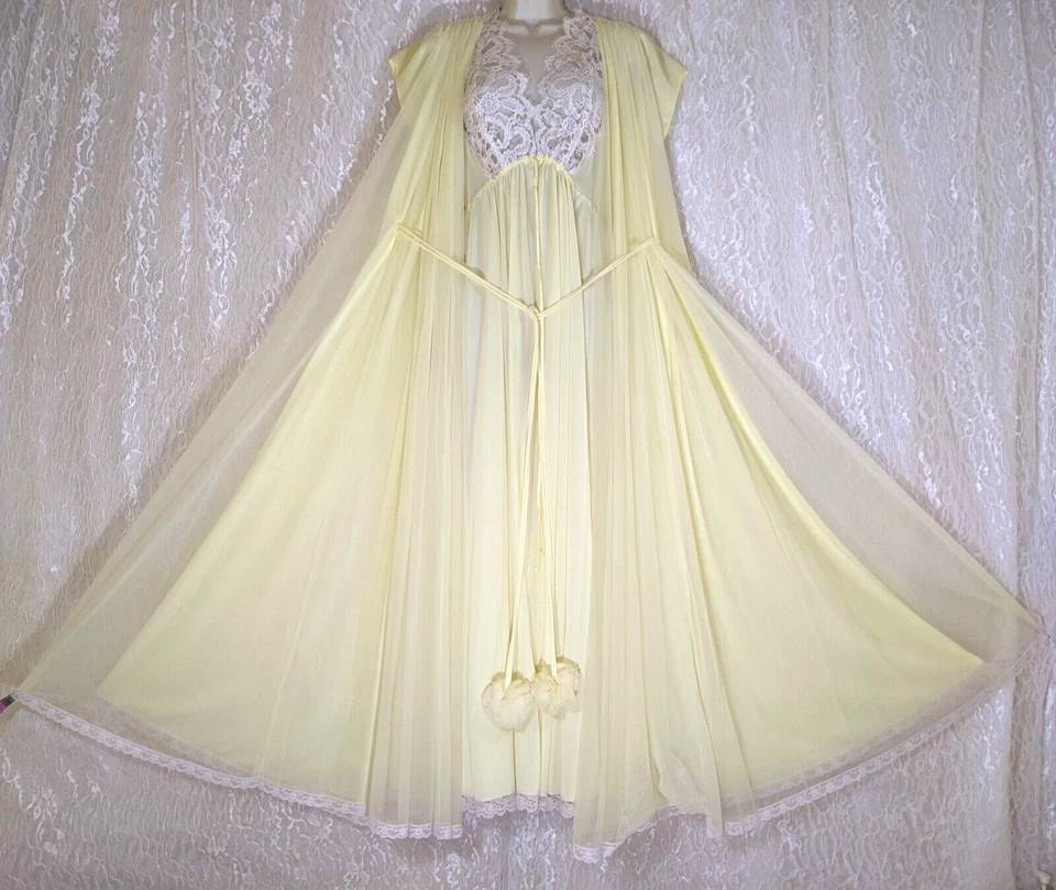 Conjunto de bata Peignoir camisón vintage de gasa de Lucie Ann Beverly Hills L Foto 1 de 4