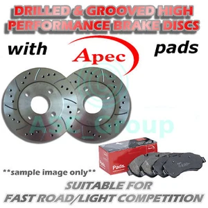 Front Drilled and Grooved 330mm 5 Stud Vented Brake Discs with Apec Pads - Picture 1 of 1