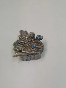 R.T.I. Pewter Birthstone Trinket Box With Ear Studs - Picture 1 of 5