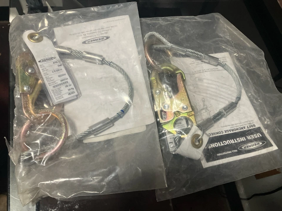 Extensión de anclaje, 2 pies, junta tórica, gancho a presión, cable recubierto de vinilo de 1/4" (LOTE DE 2) NUEVO Foto 1 de 1