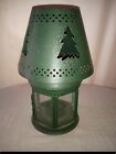 Gazebo style metal lantern with tree cutouts for tealights, etched glass panels