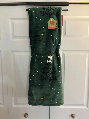 PEANUTS XL Christmas Berkshire Green Super Soft 60x70 Plush Throw Blanket NWT - Image 1 of 4