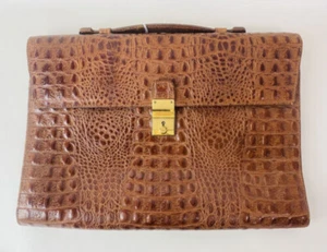 Fiochi Vintage Crocodile Leather Mens Brown Clutch Satchel - Picture 1 of 9