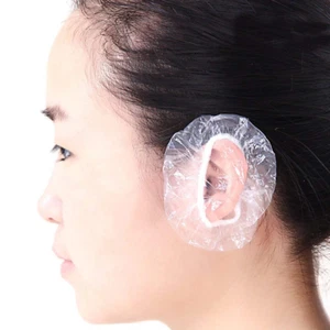 100Pcs Plastic Disposable Clear Elastic Ear Cover Waterproof Ear Protector Ear C - Picture 1 of 5