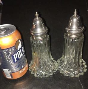 Vintage XL 6” crystal silver-plate salt & pepper shakers - Picture 1 of 3