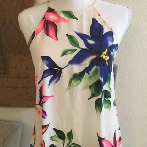 TIMING Women's Floral Casual Mini Dress Size M Short Halter Summer Dress - Picture 1 of 6