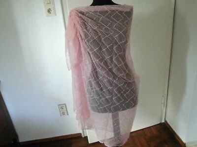 Pareo Tuch/Strandtuch/Schal Georgette Neu rosa mit Perlchen bestickt 175 x 110 - Bild 1 von 3