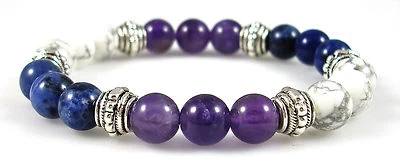 THIRD EYE / BROW CHAKRA BALANCER 8mm Crystal Intention Bracelet w/Description - Image 1 of 2