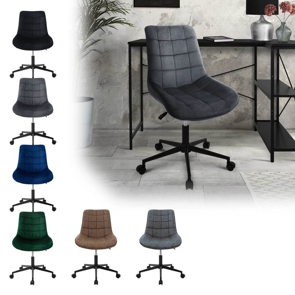 Chaise de salle à manger rembourrée en velours/simili roulette couleur à choisir - Photo 1/1