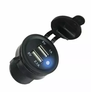 Marine 12V Motorcycle-Car Dual USB Port Power Adapter With Weather Cap - Picture 1 of 4