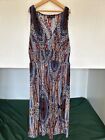 Ladies Blue And Red Knee Length Paisley Summer Dress Size 10-14 Shired Waist