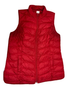 Chaqueta chaleco acolchado de plumón de ganso grande para mujer J. Jill roja - Imagen 1 de 10