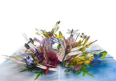 Dragonflies with Floral, Pop Up Card, 3D Popup Greeting Cards for all occasion - Imagem 1 de 4