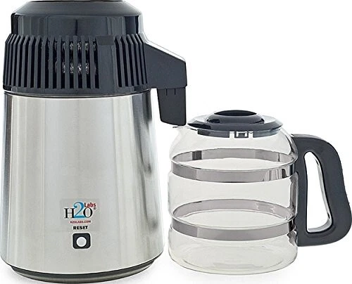 H2o Labs 300SS Countertop Water Distiller Stainless Steel with Glass Carafe