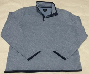 J Crew Authentic Fleece Men L Blue Heather 1/4 Snap Sweatshirt Pullover NEW NWOT - Picture 1 of 11