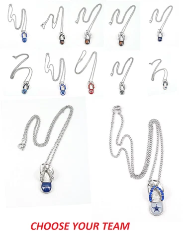 NFL Football Team Logo Womens Ladies Crystal Flip Flop Necklace Pick Your Team Cover