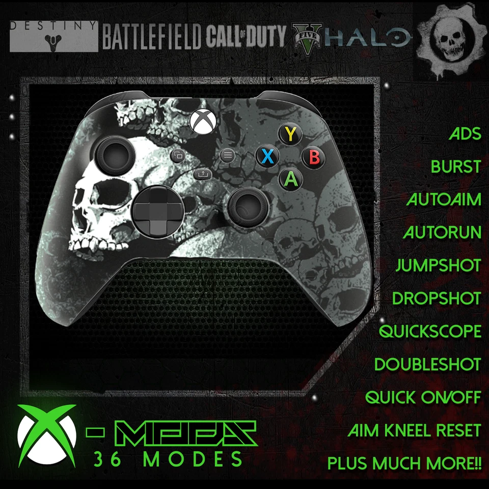 XBOX ONE SERIES RAPID FIRE CONTROLLER - CARNAGE MOD 2.0 - GREY SKULLS - Image 1 of 1