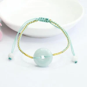 Bracciali ciambella giada birmana gioielli donna bracciali giadeite bianco intagliato naturale - Foto 1 di 9