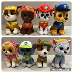 Paw Patrol TY Mini Boos Plush Beanie Soft Toys x 8 - COMPLETE SET bundle - Picture 1 of 9