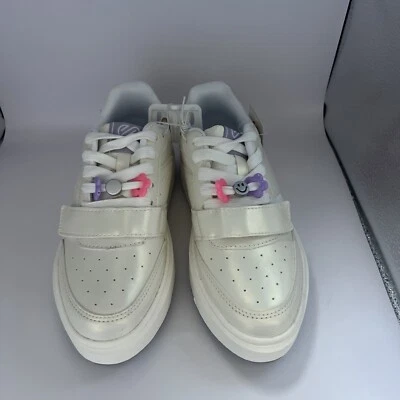 Justice Girl Sneakers Size 3 White &Lavender With Decorative Charm - Image 1 of 4