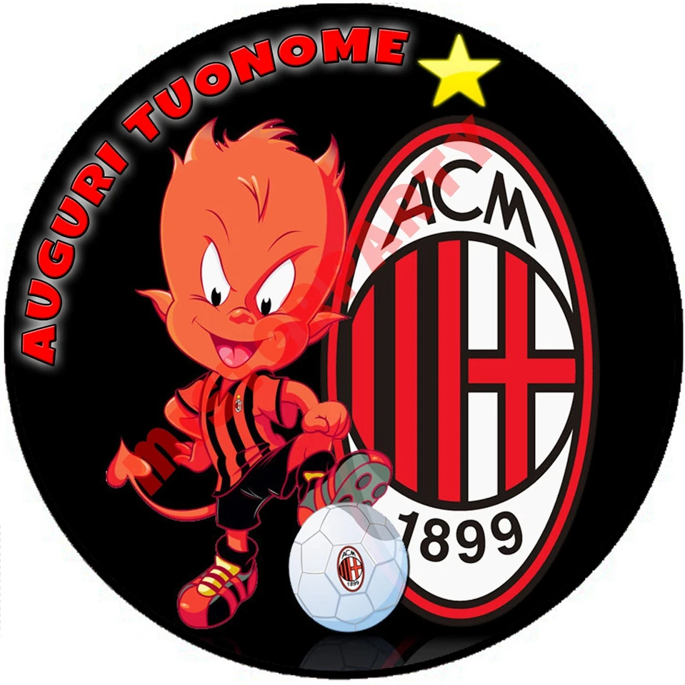 MR PARTY Cialda - Ostia per torte Milan Milanello Formato grande A3 cm. 28 diametro