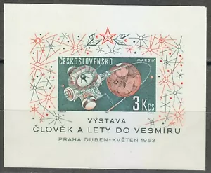 Czechoslovakia 1963 MNH Mi Block 19 Sc 1175 Space station & Mars. ** - Picture 1 of 2