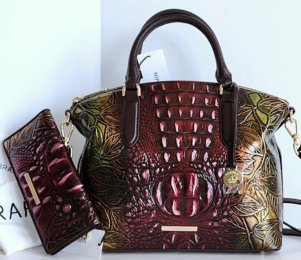 Brahmin Duxbury Satchel Pesto Edgewood Ombre Leather Crossbody Bag Wallet