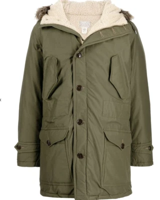 Chaqueta Abrigo Parka Ralph Lauren RRL Algodón Encerado Imitación Piel Borde Con Capucha Nueva $1290 Foto 1 de 4