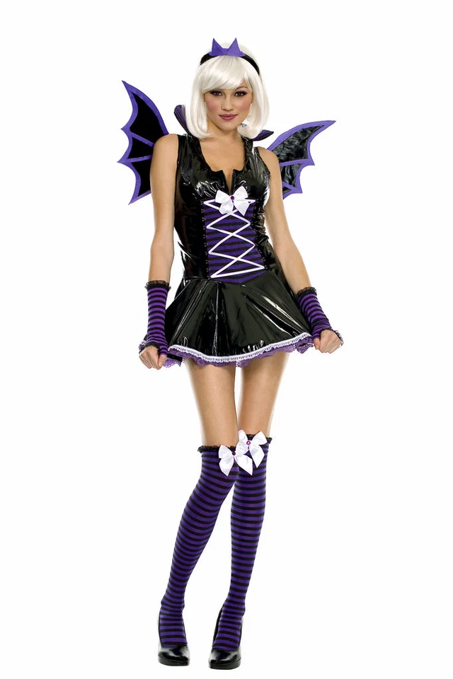 Fantasia feminina sexy de vinil morcego vampiro Halloween adulto - Imagem 1 de 1