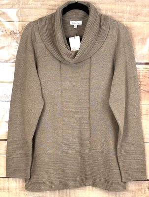 Calvin Klein Mujer XL Marrón Claro Tejido Pullover Capucha Cuello Calce Relajado AlgodónAc Foto 1 de 4