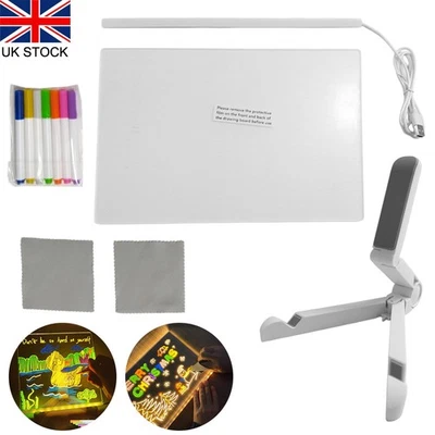 Acrylic DIY Light Up Message-Board Rewritable Drawing Lamps Kid Writing Painting - Image 1 of 4