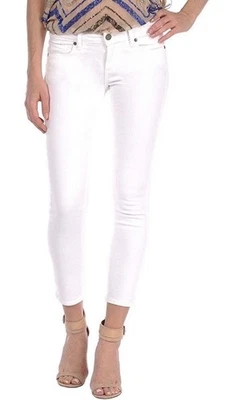 NWT PAIGE Premium Kylie Crop With Roll Up Womens Jeans In Optic White Size 24 - Image 1 of 4