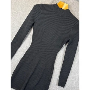 NWT Hollister Ribbed Knit Mock Neck Bodycon Mini Dress Black Size M Wednesday - Picture 1 of 13