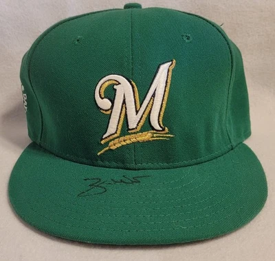 Milwaukee Brewers 2011 St. Patrick's Day New Era 59FIFTY Zelous Wheeler Signed - Image 1 of 4