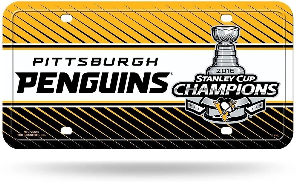 Placa de matrícula de etiqueta automática de metal de los Pittsburgh Penguins, campeones de la Copa Stanley 2016,... Foto 1 de 1