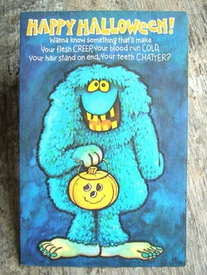 ¡Feliz Halloween! Tarjeta ~🎃1978 American Greetings🚽~ Cold Flush Toilet Monster 3D Foto 1 de 4